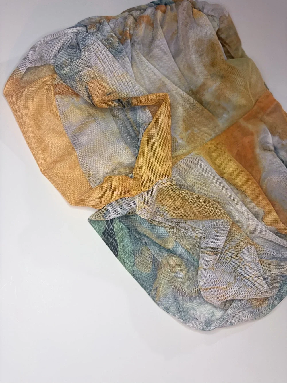 Zara Y2K Ruched Mesh Abstract Print Micro Shorts Beach Cover Up